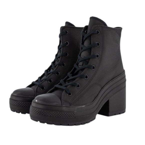 Converse Shoes - Converse Chuck 70 De Luxe Heel Leather Black Monochrome Sneaker Boot size 10